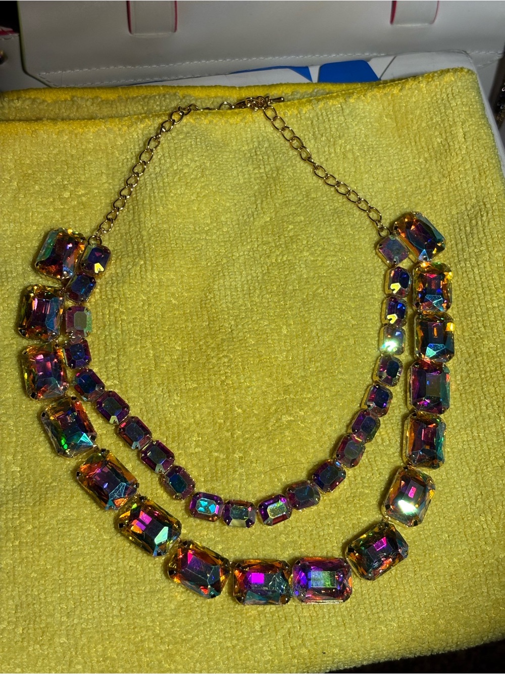 Aurora Double Layer Crystal Necklace - Gold Tone